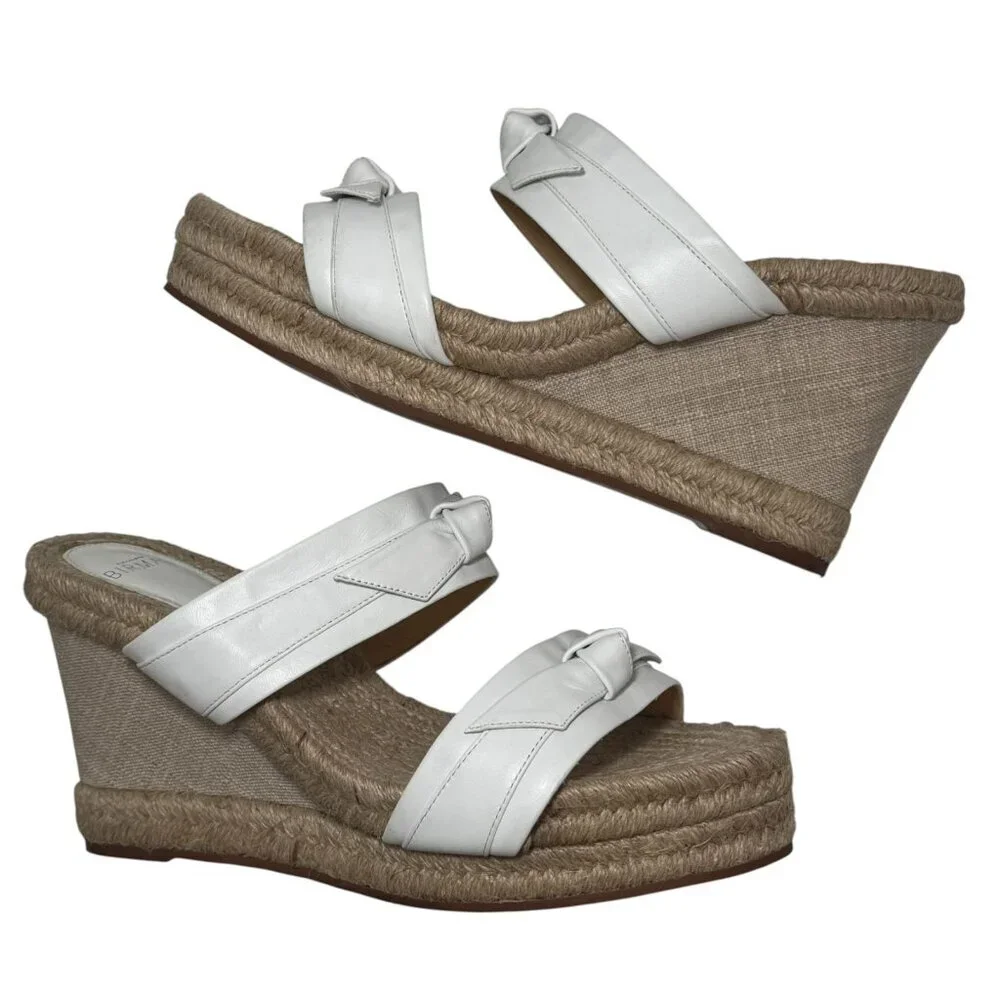 $495 Alexandre Birman White Clarita Espadrille Jute Wedge Sandals 39.5/8.5 Women